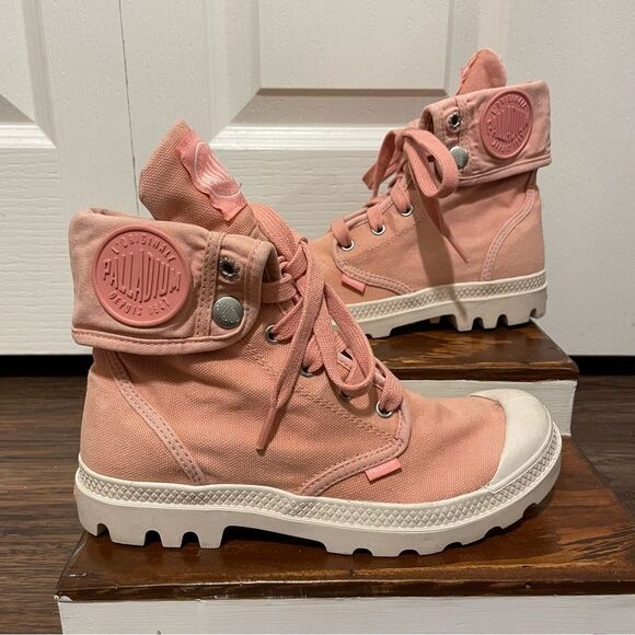 PALLADIUM Women’s Baggy Foldover Lace-up Boot Rose Brick Pink Size 4.5 - Picture 2 of 13